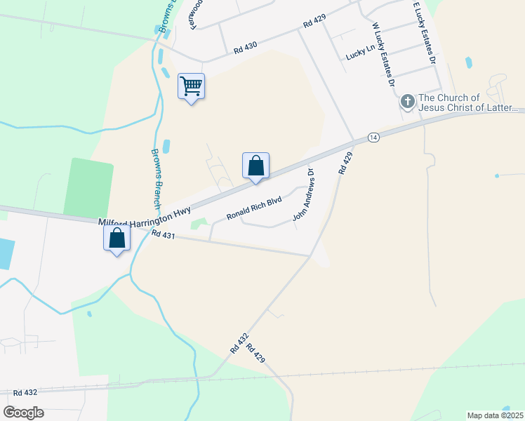 map of restaurants, bars, coffee shops, grocery stores, and more near 28 Ronald Rich Boulevard in Harrington