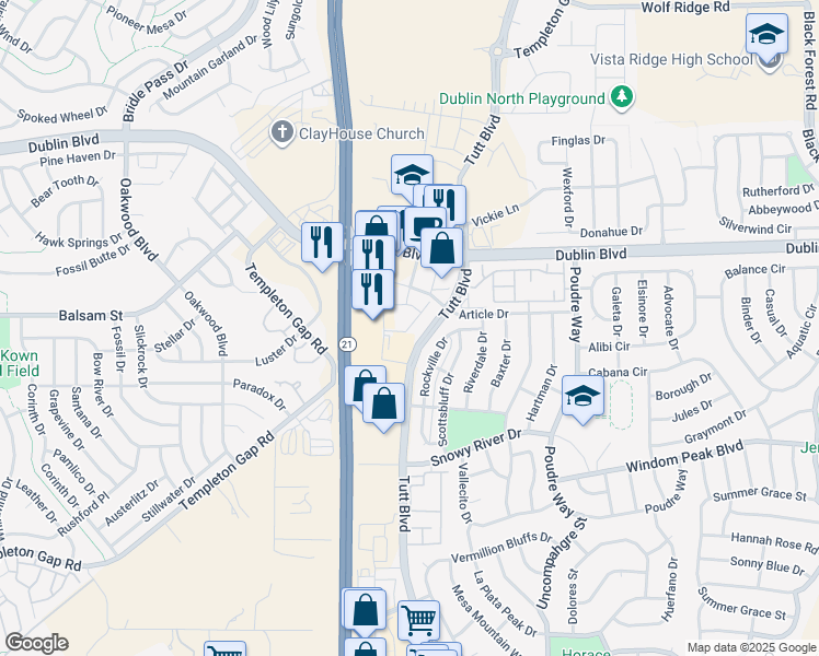 map of restaurants, bars, coffee shops, grocery stores, and more near in Colorado Springs