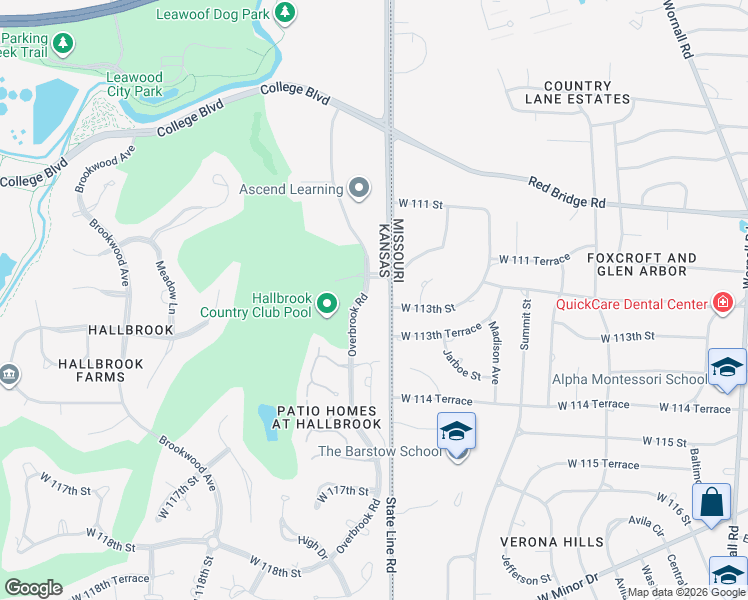map of restaurants, bars, coffee shops, grocery stores, and more near 11215 112th Terrace in Kansas City
