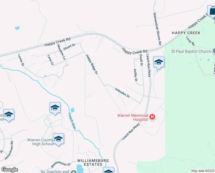 map of restaurants, bars, coffee shops, grocery stores, and more near 1146 Happy Ridge Drive in Front Royal