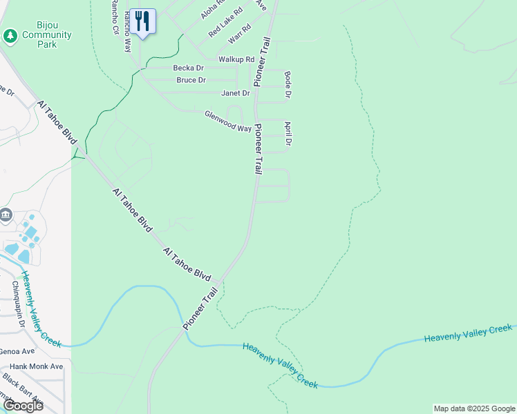 map of restaurants, bars, coffee shops, grocery stores, and more near 3036 Pioneer Trail in South Lake Tahoe