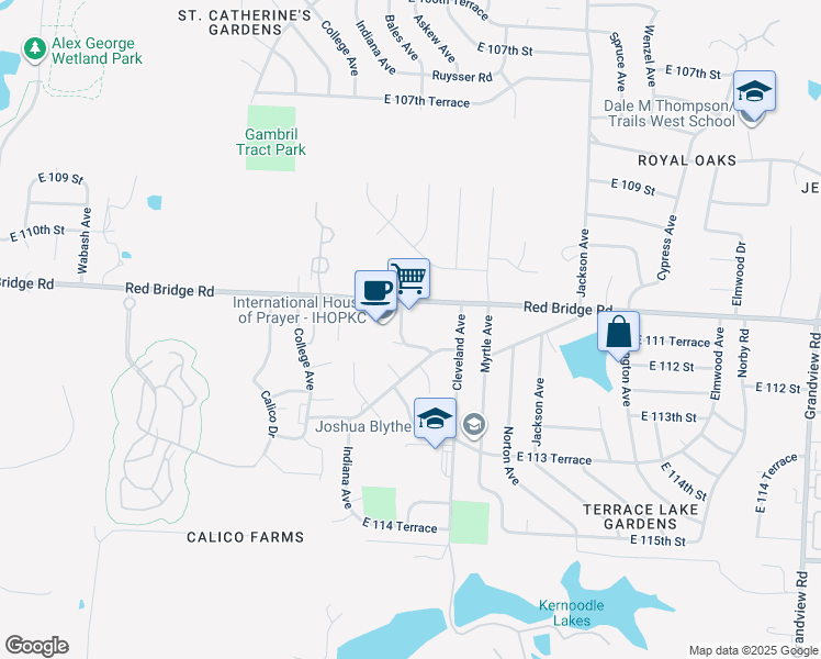 map of restaurants, bars, coffee shops, grocery stores, and more near 11025 Askew Avenue in Kansas City