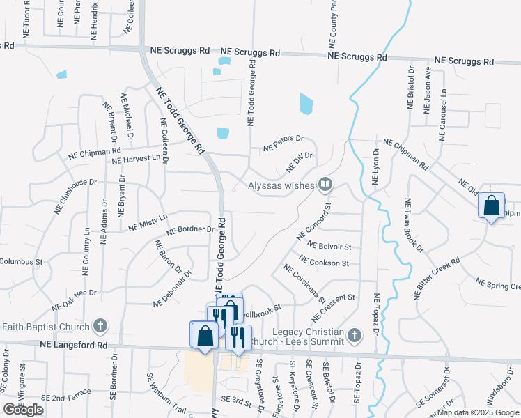map of restaurants, bars, coffee shops, grocery stores, and more near 1908 Northeast McKee Lane in Lee's Summit