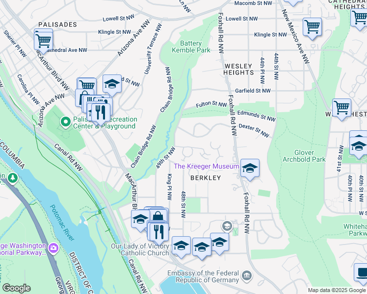 map of restaurants, bars, coffee shops, grocery stores, and more near 4819 Kemble Place Northwest in Washington