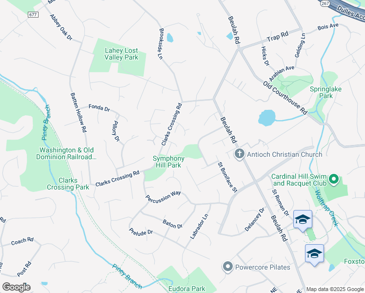 map of restaurants, bars, coffee shops, grocery stores, and more near 9600 Timberview Court in Vienna