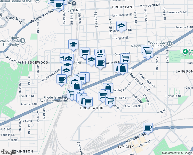 map of restaurants, bars, coffee shops, grocery stores, and more near 101 Independence Avenue Southeast in Washington