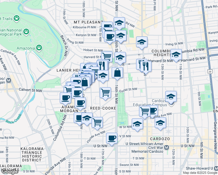 map of restaurants, bars, coffee shops, grocery stores, and more near 101 Independence Avenue Southeast in Washington