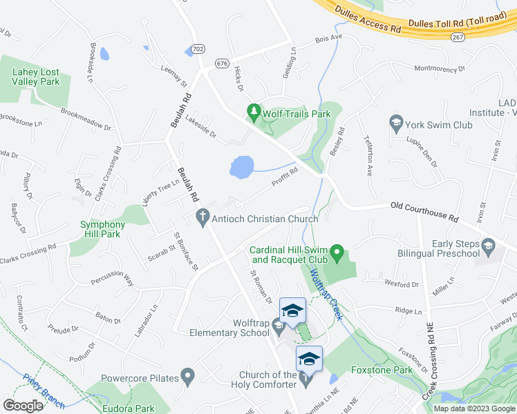 map of restaurants, bars, coffee shops, grocery stores, and more near 1779 Proffit Road in Vienna