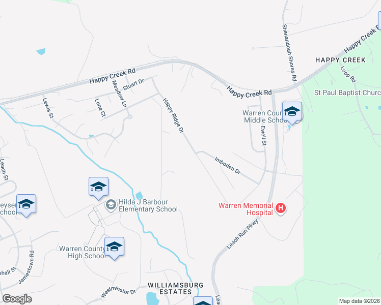 map of restaurants, bars, coffee shops, grocery stores, and more near 1146 Happy Ridge Drive in Front Royal