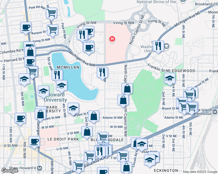map of restaurants, bars, coffee shops, grocery stores, and more near 61 Lower Service Court Northwest in Washington
