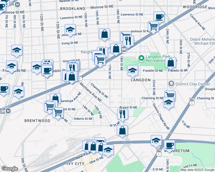 map of restaurants, bars, coffee shops, grocery stores, and more near 101 Independence Avenue Southeast in Washington