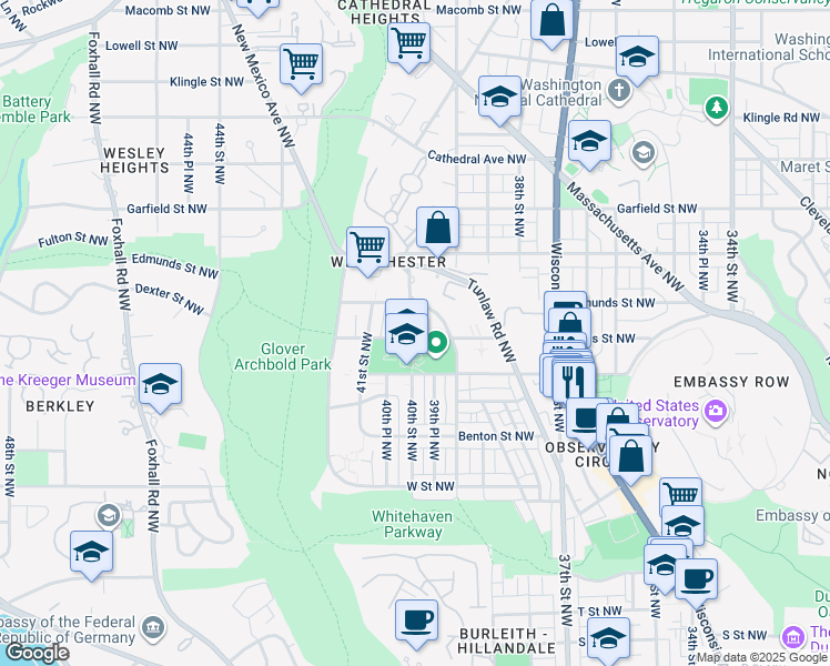 map of restaurants, bars, coffee shops, grocery stores, and more near 3937 Davis Place Northwest in Washington