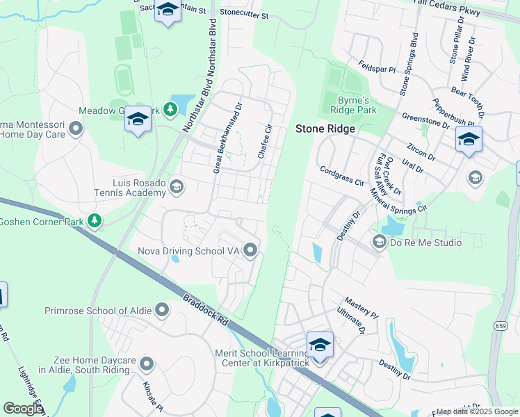 map of restaurants, bars, coffee shops, grocery stores, and more near 41719 McMonagle Square in Aldie