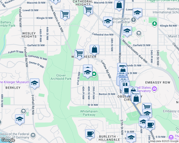 map of restaurants, bars, coffee shops, grocery stores, and more near 3937 Davis Place Northwest in Washington