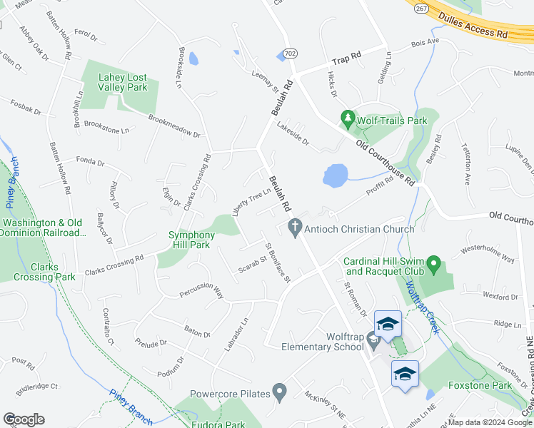map of restaurants, bars, coffee shops, grocery stores, and more near 1840 Mamie Dyer Lane in Vienna