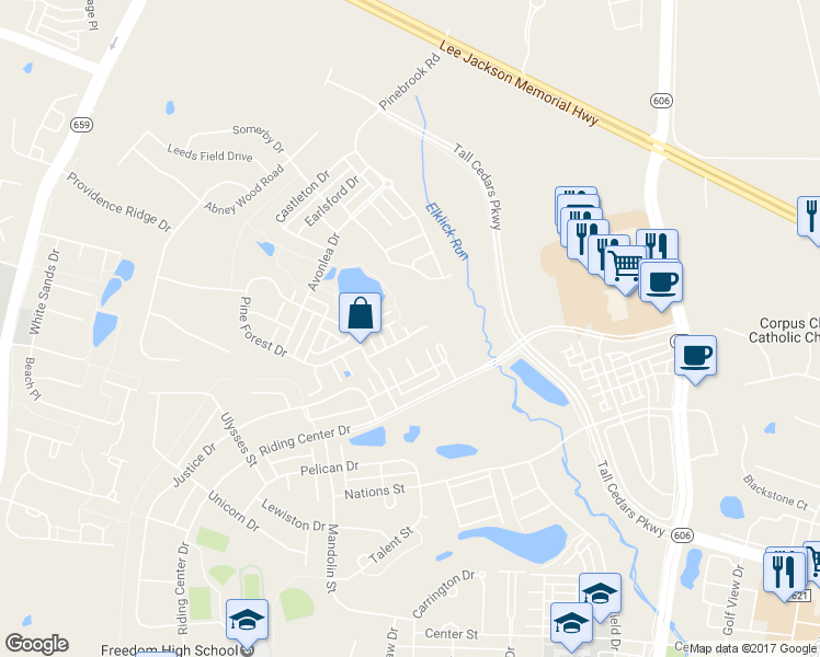 map of restaurants, bars, coffee shops, grocery stores, and more near 42624 Offenham Terrace in Chantilly