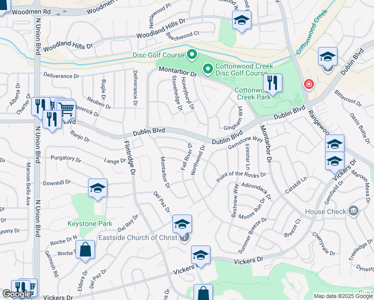 map of restaurants, bars, coffee shops, grocery stores, and more near 3470 Cedarhurst Way in Colorado Springs