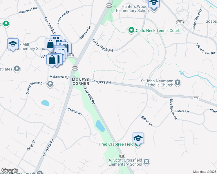 map of restaurants, bars, coffee shops, grocery stores, and more near 2601 Tack Lane in Reston