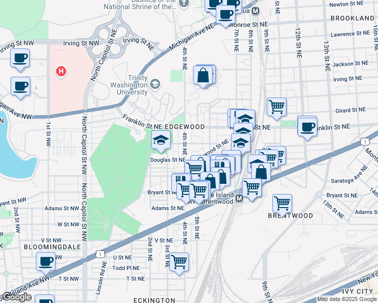 map of restaurants, bars, coffee shops, grocery stores, and more near 101 Independence Avenue Southeast in Washington