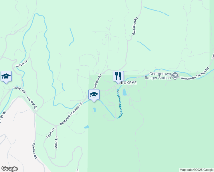 map of restaurants, bars, coffee shops, grocery stores, and more near 7401 Wentworth Springs Road in Georgetown