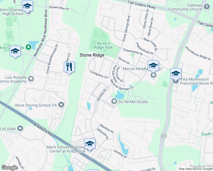 map of restaurants, bars, coffee shops, grocery stores, and more near 41904 Diabase Square in Aldie