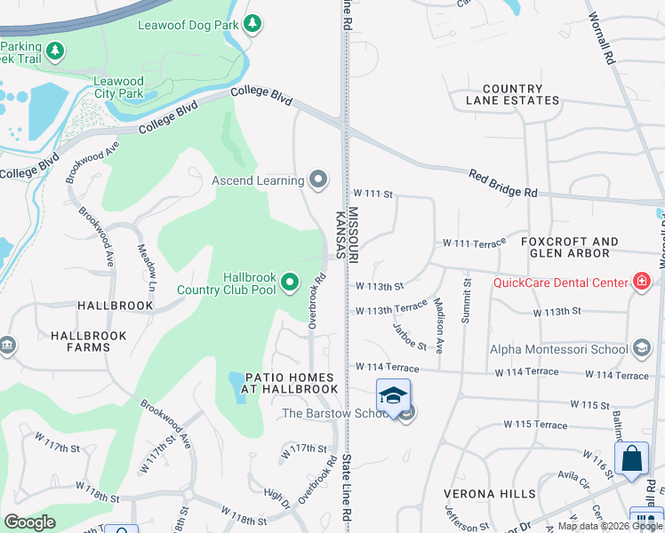 map of restaurants, bars, coffee shops, grocery stores, and more near 1212 West 113th Street in Kansas City