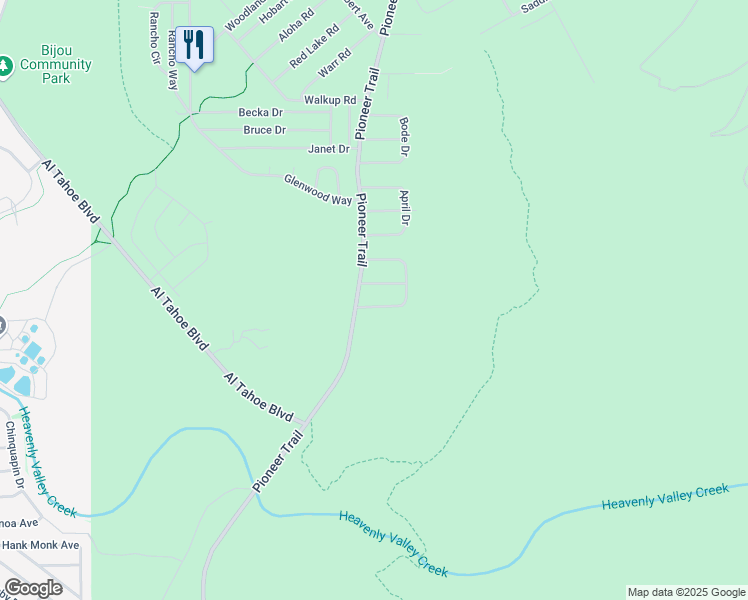 map of restaurants, bars, coffee shops, grocery stores, and more near 3036 Pioneer Trail in South Lake Tahoe
