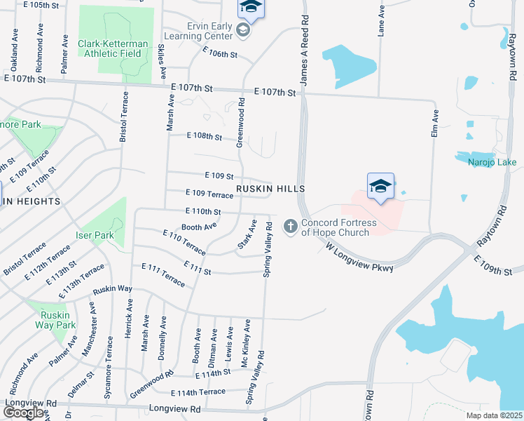map of restaurants, bars, coffee shops, grocery stores, and more near 11004 Spring Valley Road in Kansas City