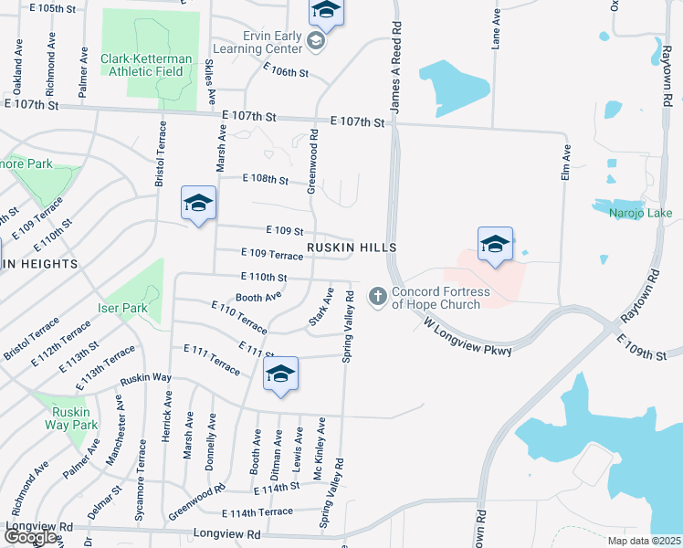 map of restaurants, bars, coffee shops, grocery stores, and more near 11004 Spring Valley Road in Kansas City
