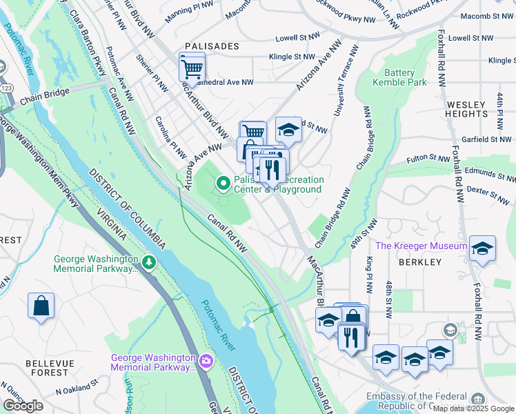 map of restaurants, bars, coffee shops, grocery stores, and more near 5072 Sherier Place Northwest in Washington