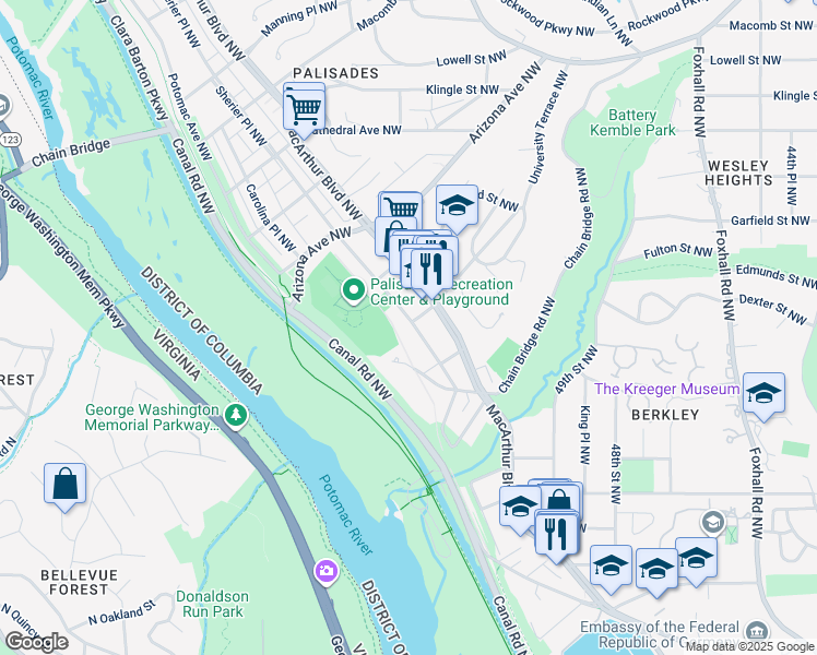 map of restaurants, bars, coffee shops, grocery stores, and more near 5072 Sherier Place Northwest in Washington