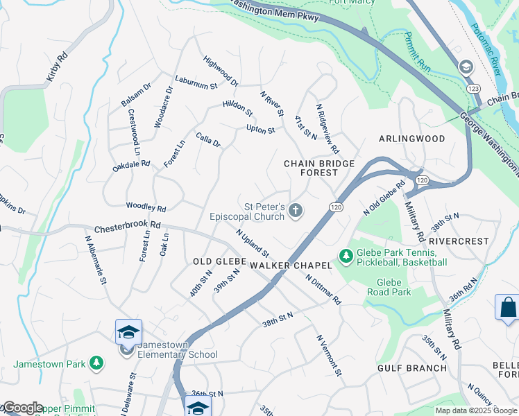 map of restaurants, bars, coffee shops, grocery stores, and more near 4306 40th Street North in Arlington