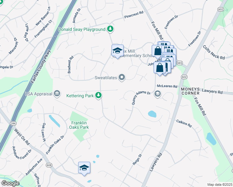 map of restaurants, bars, coffee shops, grocery stores, and more near 12697 Kettering Drive in Herndon