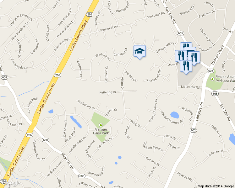 map of restaurants, bars, coffee shops, grocery stores, and more near 12803 Kettering Drive in Herndon