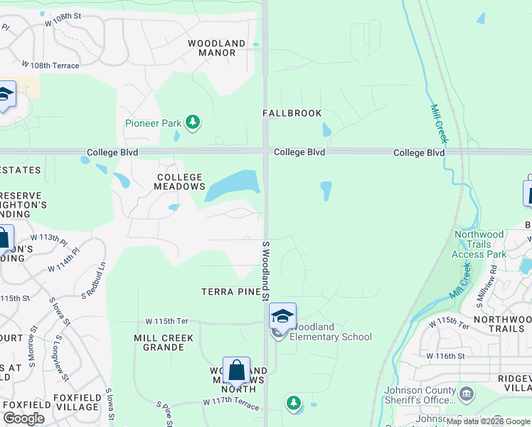 map of restaurants, bars, coffee shops, grocery stores, and more near 14025 West 112th Terrace in Olathe