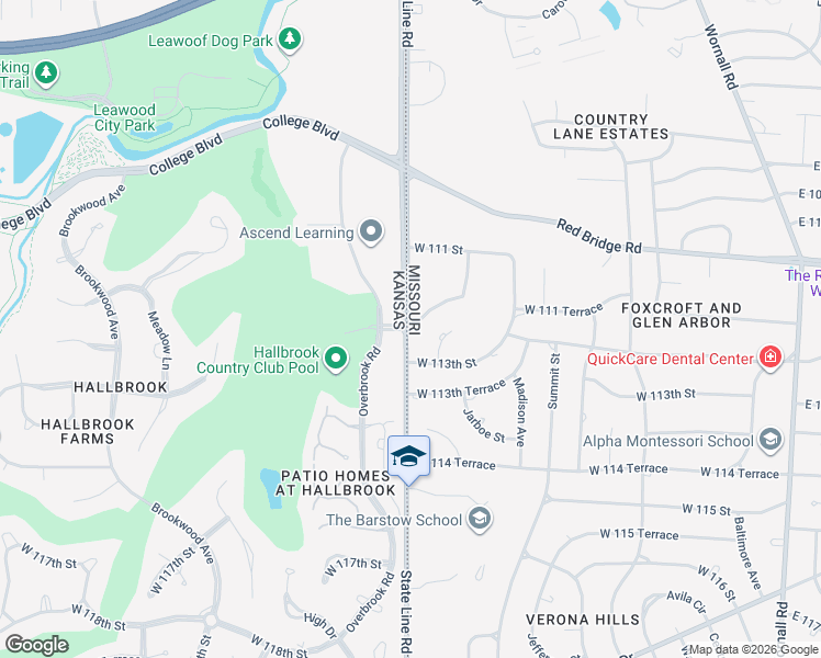 map of restaurants, bars, coffee shops, grocery stores, and more near 11215 112th Terrace in Kansas City