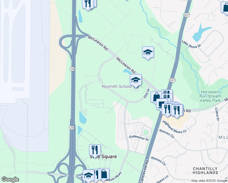 map of restaurants, bars, coffee shops, grocery stores, and more near EDS Drive in Herndon