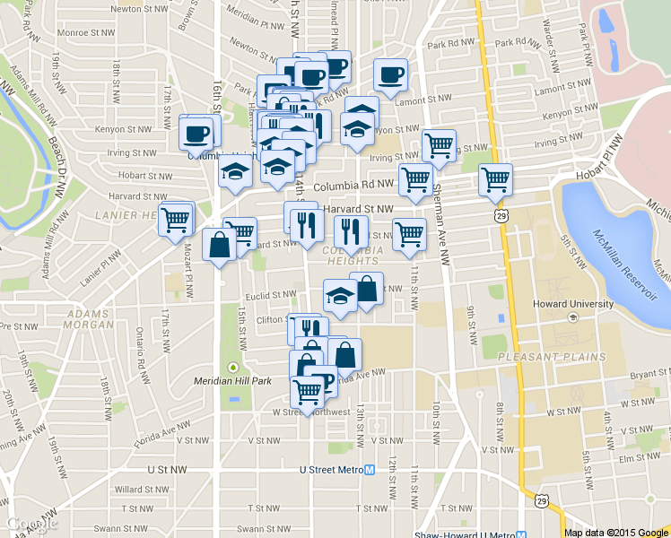 map of restaurants, bars, coffee shops, grocery stores, and more near 101 Independence Avenue Southeast in Washington