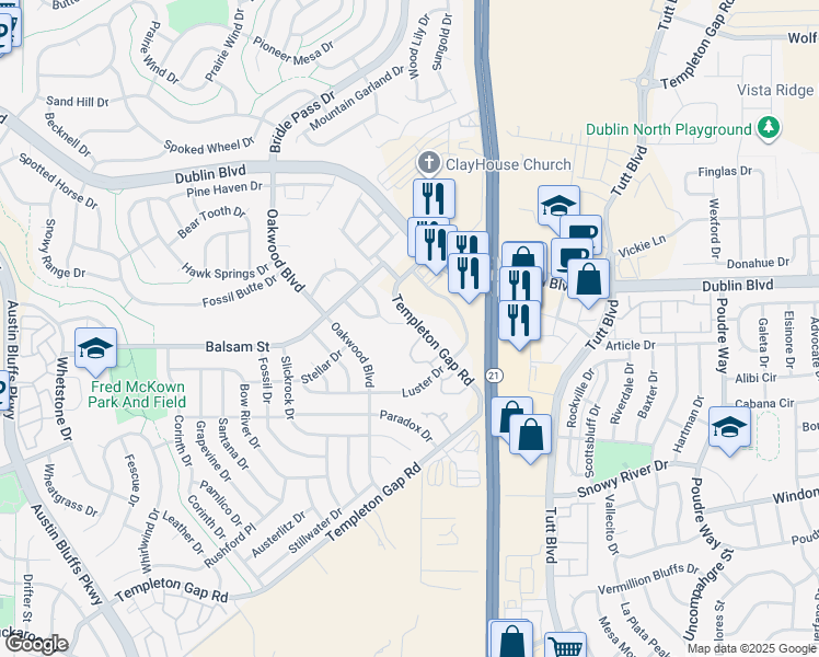 map of restaurants, bars, coffee shops, grocery stores, and more near 5715 Many Springs Drive in Colorado Springs