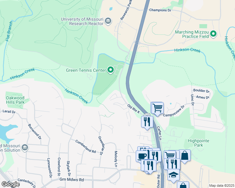 map of restaurants, bars, coffee shops, grocery stores, and more near 2305 South Providence Road in Columbia