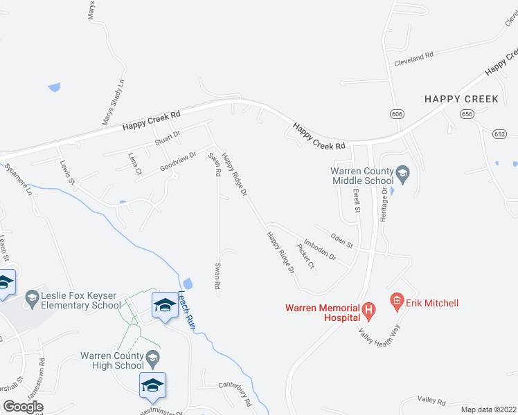 map of restaurants, bars, coffee shops, grocery stores, and more near 1138 Happy Ridge Drive in Front Royal