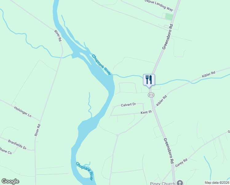 map of restaurants, bars, coffee shops, grocery stores, and more near 25295 Sandy Point Road in Greensboro