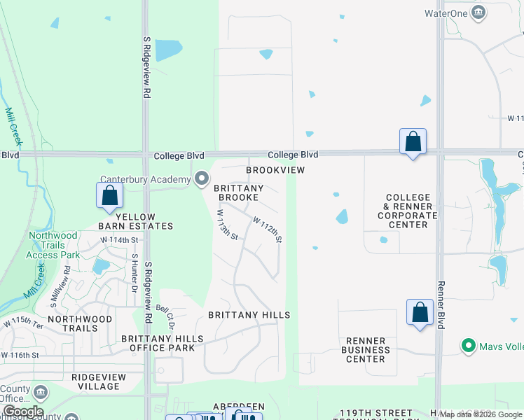 map of restaurants, bars, coffee shops, grocery stores, and more near 17595 West 111th Court in Olathe