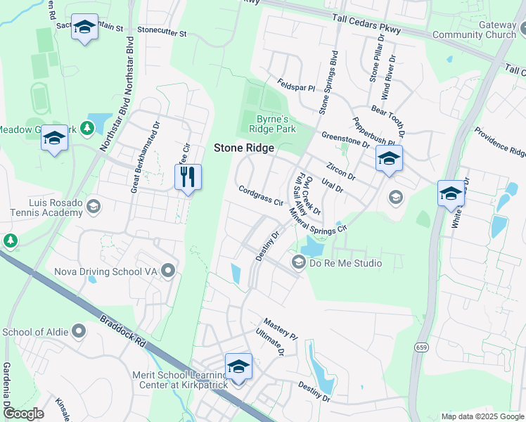 map of restaurants, bars, coffee shops, grocery stores, and more near 41872 Diabase Square in Aldie