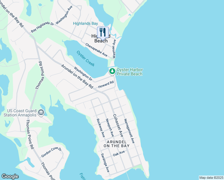 map of restaurants, bars, coffee shops, grocery stores, and more near 1415 Ellis Road in Annapolis