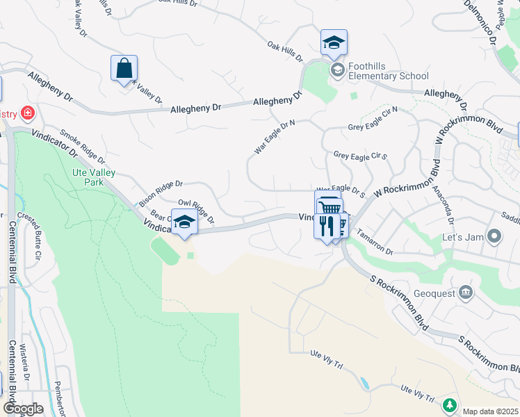 map of restaurants, bars, coffee shops, grocery stores, and more near 6510 Bonifas Court in Colorado Springs