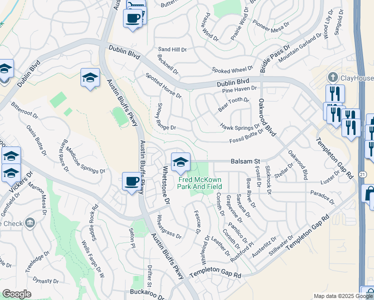 map of restaurants, bars, coffee shops, grocery stores, and more near 4960 Dry Stone Drive in Colorado Springs