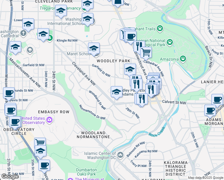 map of restaurants, bars, coffee shops, grocery stores, and more near 2821 29th Place Northwest in Washington