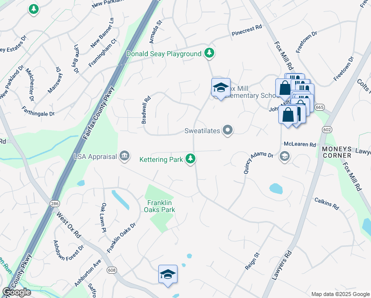 map of restaurants, bars, coffee shops, grocery stores, and more near 12802 Kettering Drive in Herndon