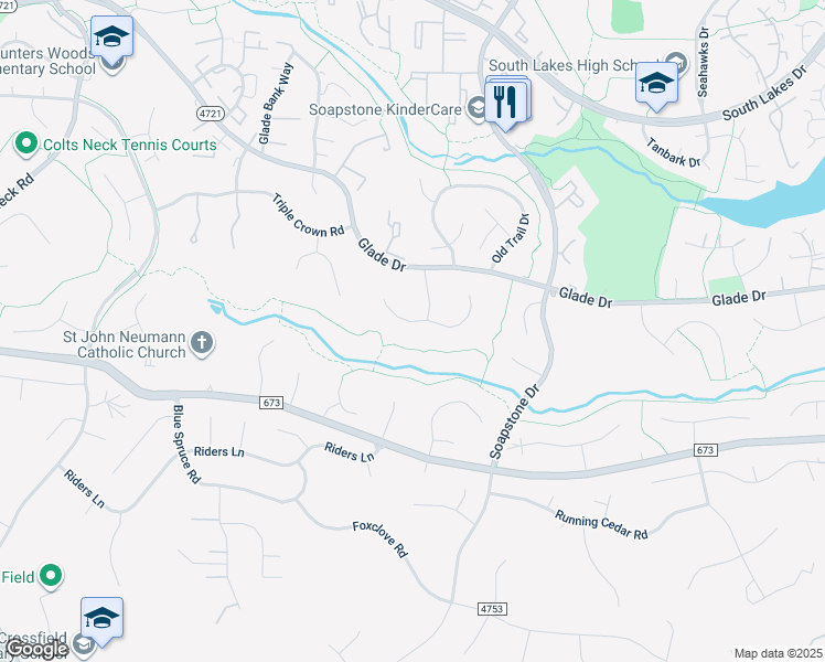 map of restaurants, bars, coffee shops, grocery stores, and more near 11621 Sourwood Lane in Reston